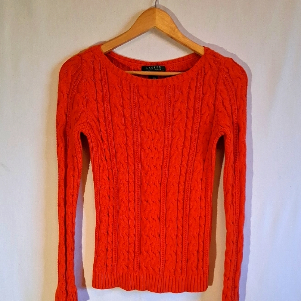 Ralph Lauren Orange Cable Knit Sweater